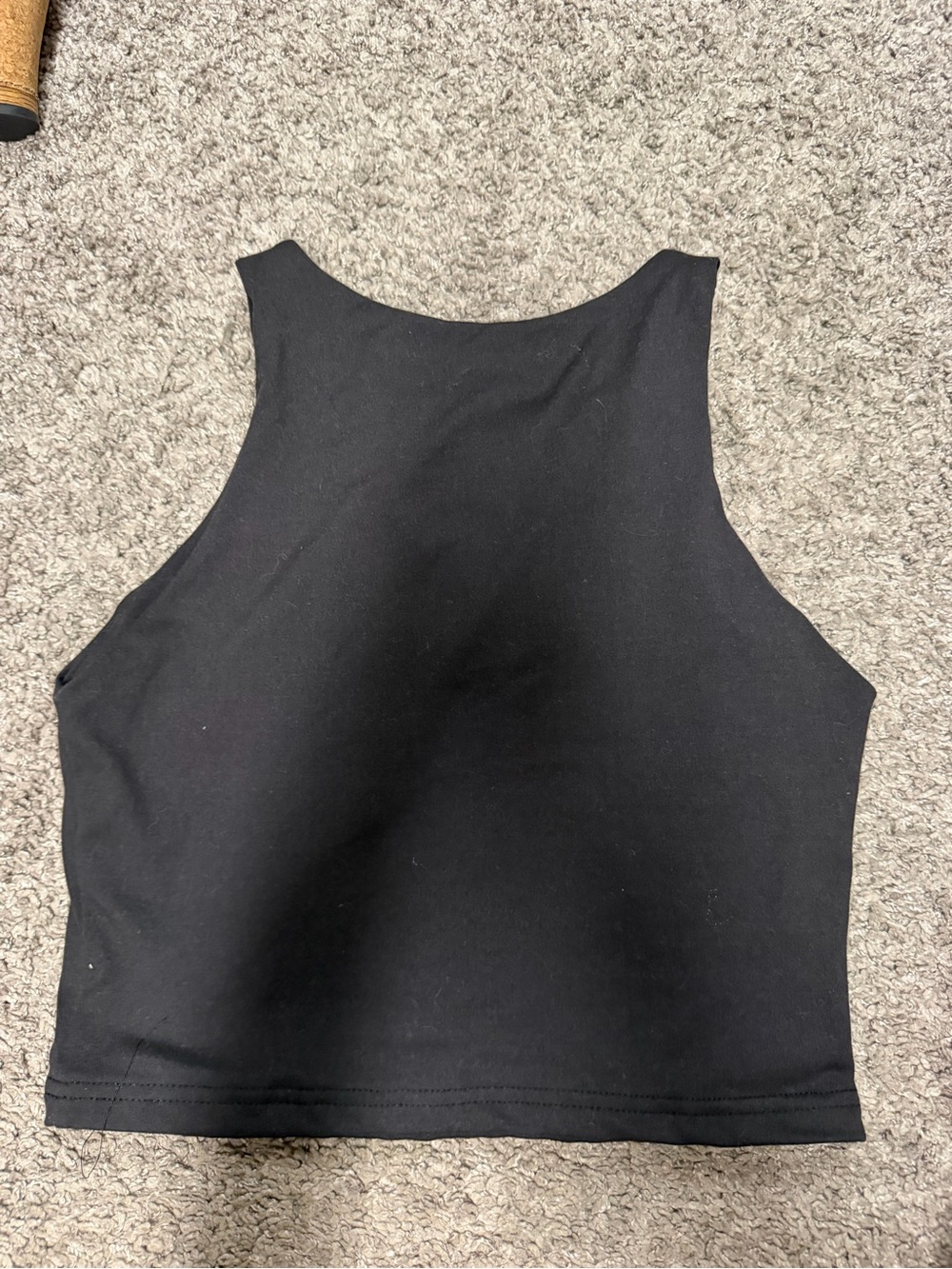 Source Unknown Black Ribbed High-Neck Crop Top